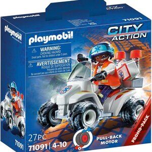 3/$28❤️new damaged box Playmobil 71091 4-10 Quad Rescue Small Pull-Back Motor